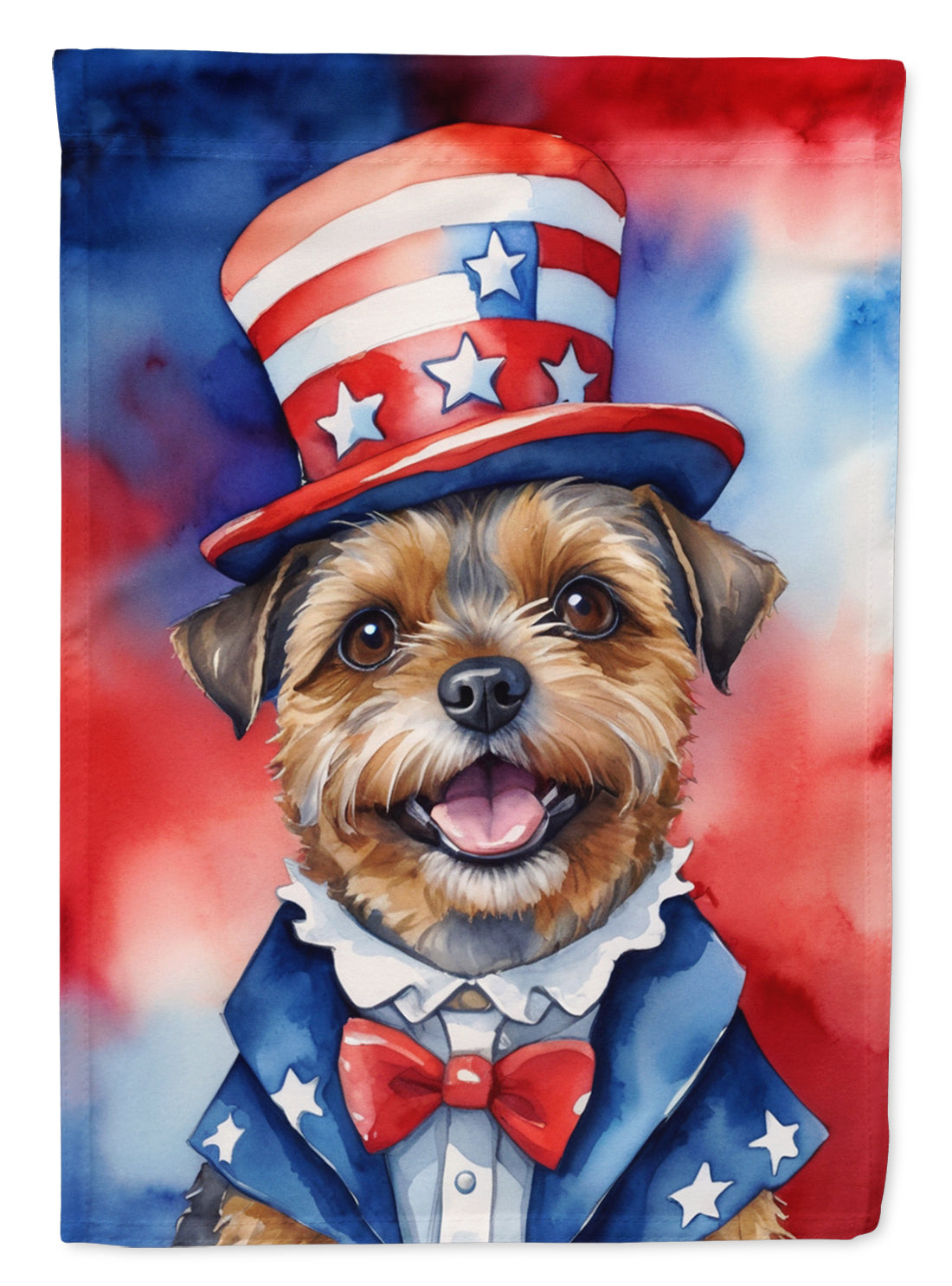 Border Terrier Patriotic American House Flag 28x40 Porch Sleeve Pole Decorative Outside Yard Banner Artwork Wall Hanging, Polyester