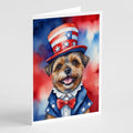 Border Terrier Patriotic American Greeting Cards Pack of 8 Blank Cards with Envelopes Whimsical A7 Size 5x7