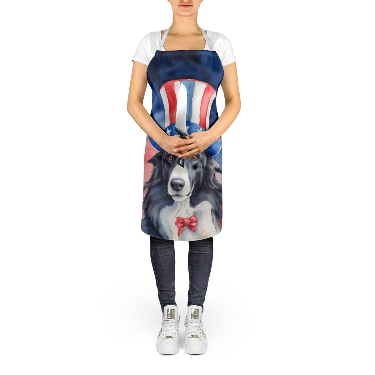 Borzoi Patriotic American Apron Cooking Kitchen Server Baking Crafts Gardening for Adult Women Men, Unisex, Large, Multicolor