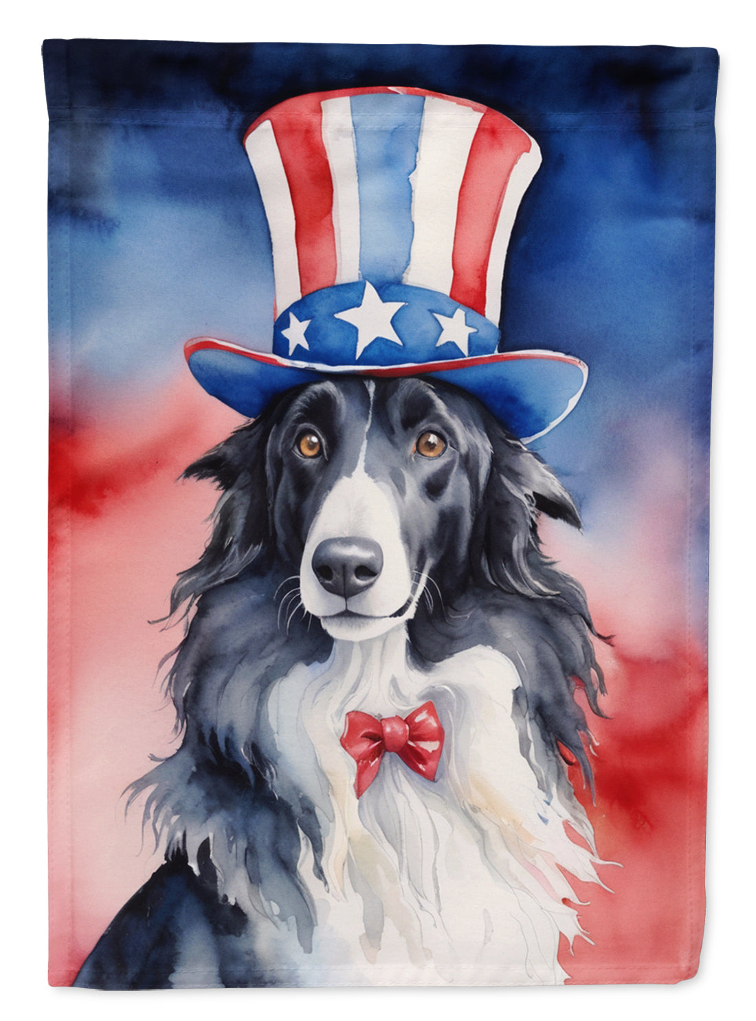 Borzoi Patriotic American House Flag 28x40 Porch Sleeve Pole Decorative Outside Yard Banner Artwork Wall Hanging, Polyester