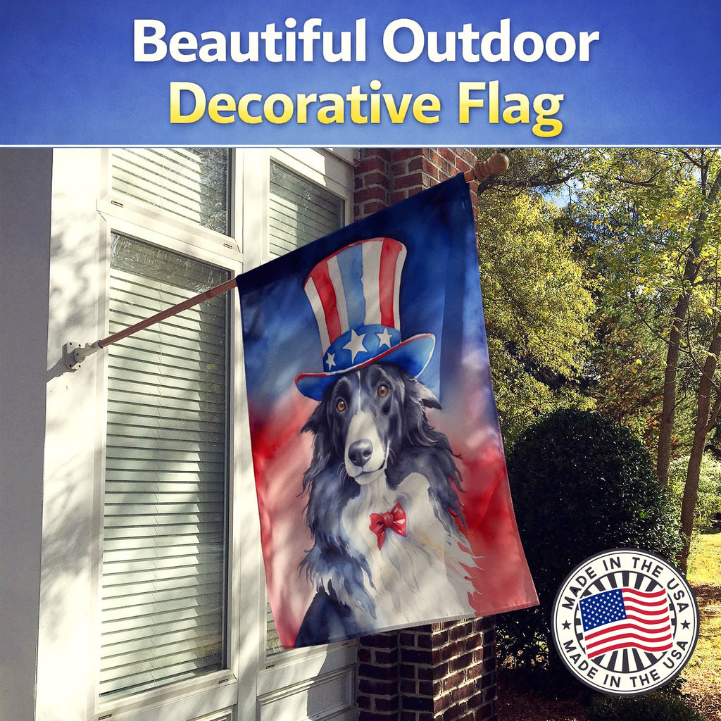 Borzoi Patriotic American House Flag 28x40 Porch Sleeve Pole Decorative Outside Yard Banner Artwork Wall Hanging, Polyester
