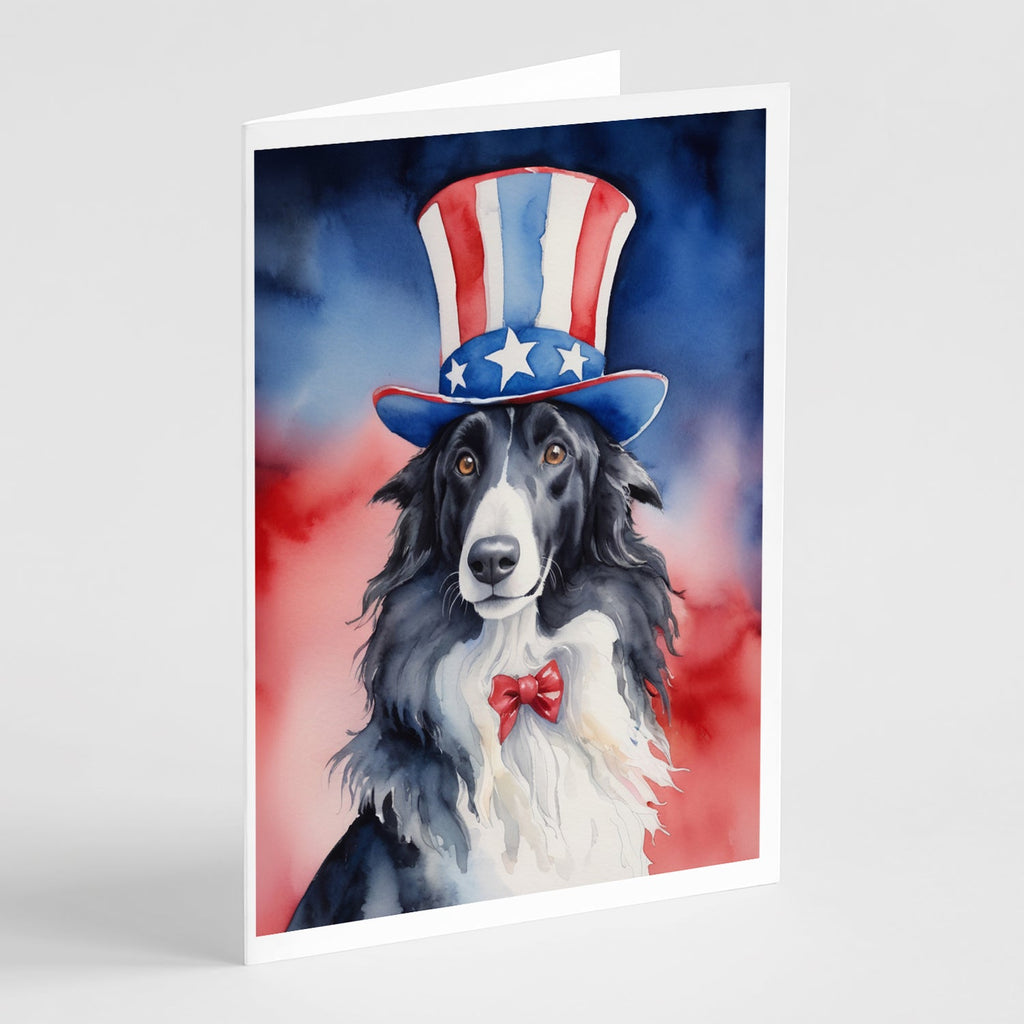 Borzoi Patriotic American Greeting Cards Pack of 8 Blank Cards with Envelopes Whimsical A7 Size 5x7