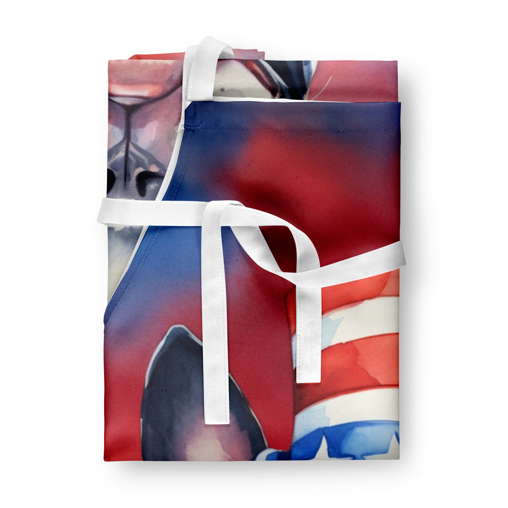 Boston Terrier Patriotic American Apron Cooking Kitchen Server Baking Crafts Gardening for Adult Women Men, Unisex, Large, Multicolor