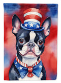 Boston Terrier Patriotic American House Flag 28x40 Porch Sleeve Pole Decorative Outside Yard Banner Artwork Wall Hanging, Polyester