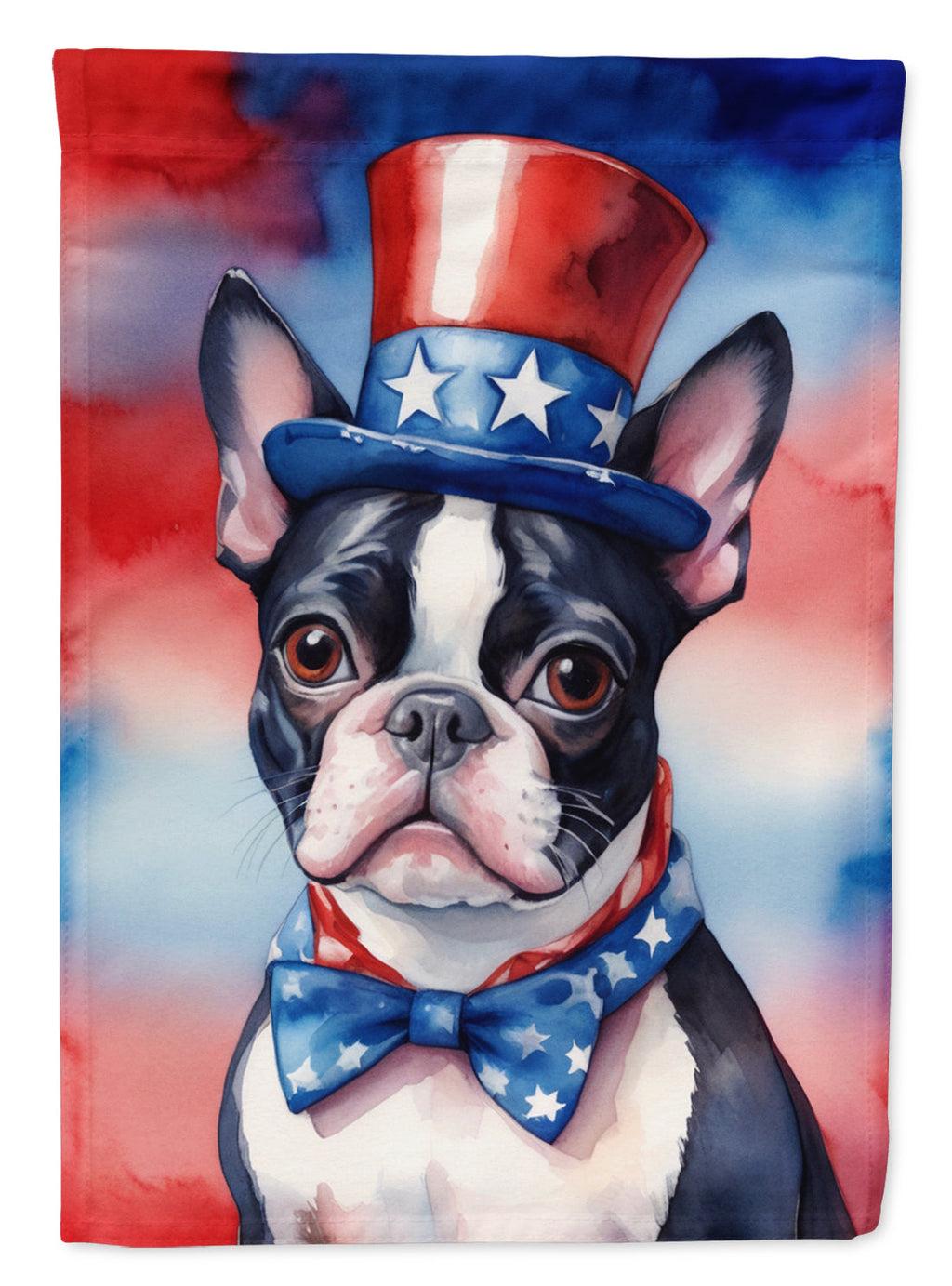Boston Terrier Patriotic American House Flag 28x40 Porch Sleeve Pole Decorative Outside Yard Banner Artwork Wall Hanging, Polyester