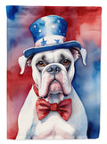 White Boxer Patriotic American House Flag 28x40 Porch Sleeve Pole Decorative Outside Yard Banner Artwork Wall Hanging, Polyester
