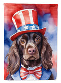 Boykin Spaniel Patriotic American House Flag 28x40 Porch Sleeve Pole Decorative Outside Yard Banner Artwork Wall Hanging, Polyester