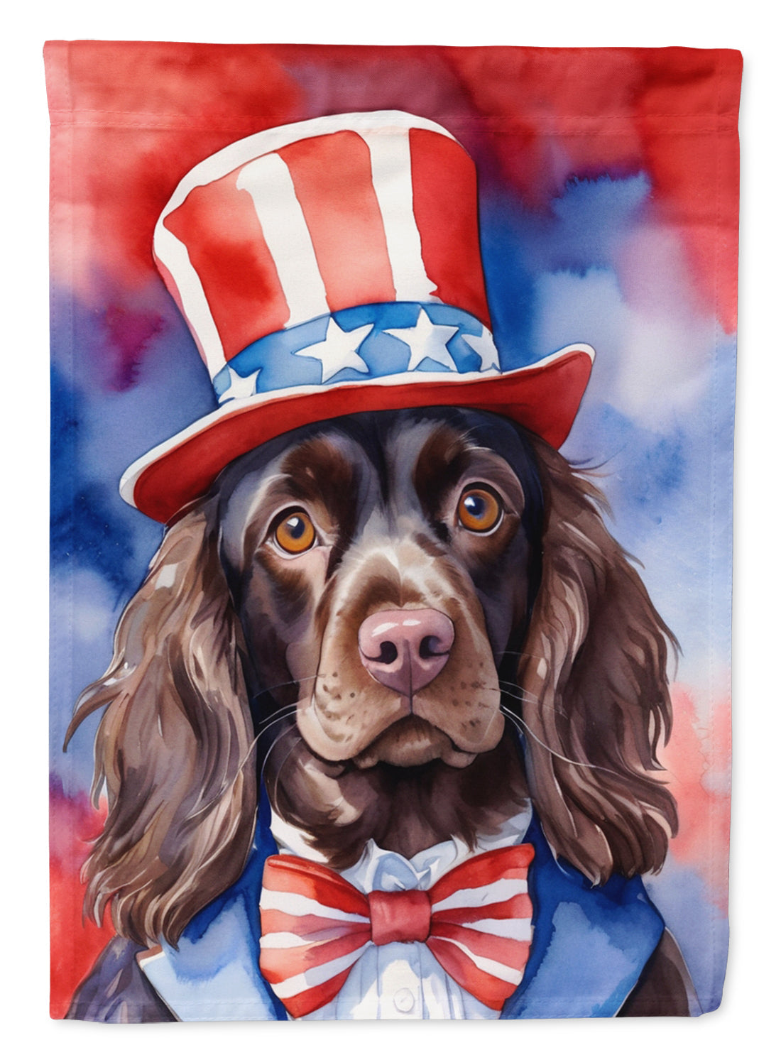 Boykin Spaniel Patriotic American House Flag 28x40 Porch Sleeve Pole Decorative Outside Yard Banner Artwork Wall Hanging, Polyester