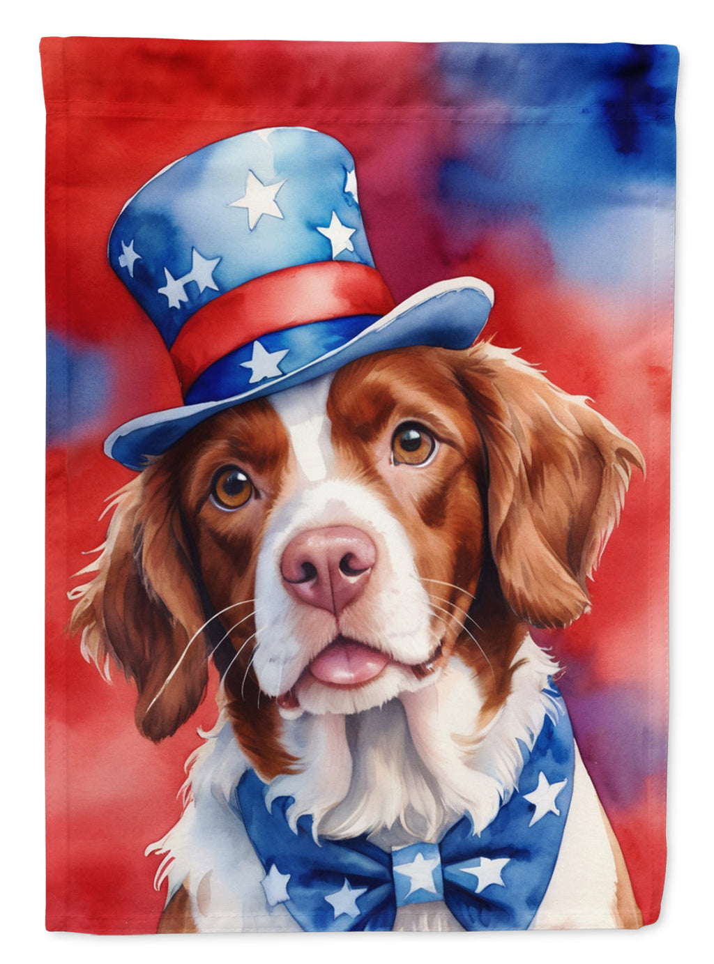 Brittany Spaniel Patriotic American House Flag 28x40 Porch Sleeve Pole Decorative Outside Yard Banner Artwork Wall Hanging, Polyester