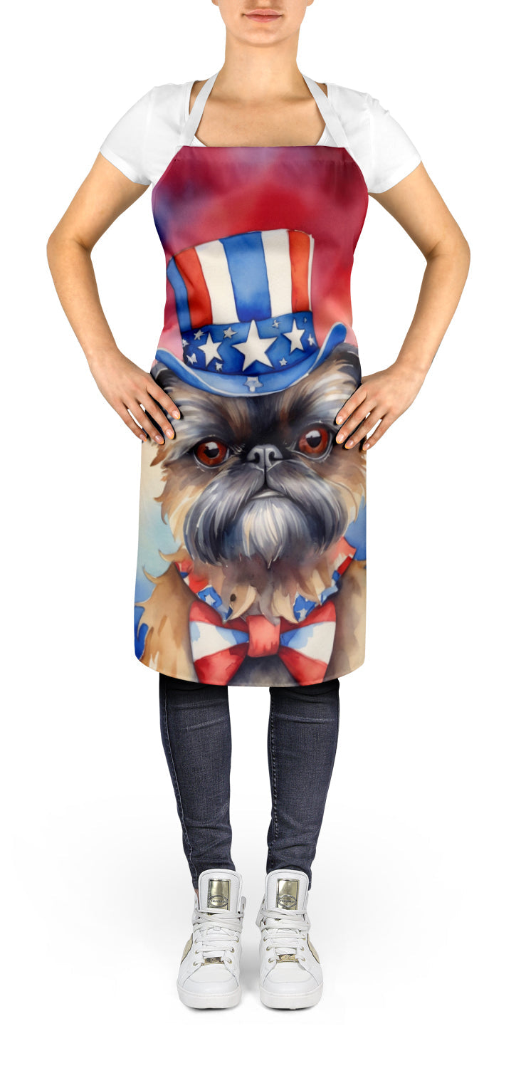 Brussels Griffon Patriotic American Apron Cooking Kitchen Server Baking Crafts Gardening for Adult Women Men, Unisex, Large, Multicolor