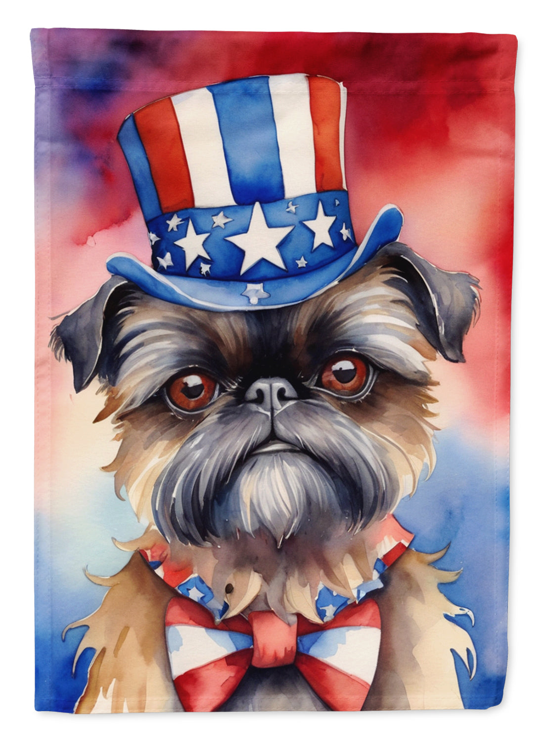 Brussels Griffon Patriotic American House Flag 28x40 Porch Sleeve Pole Decorative Outside Yard Banner Artwork Wall Hanging, Polyester