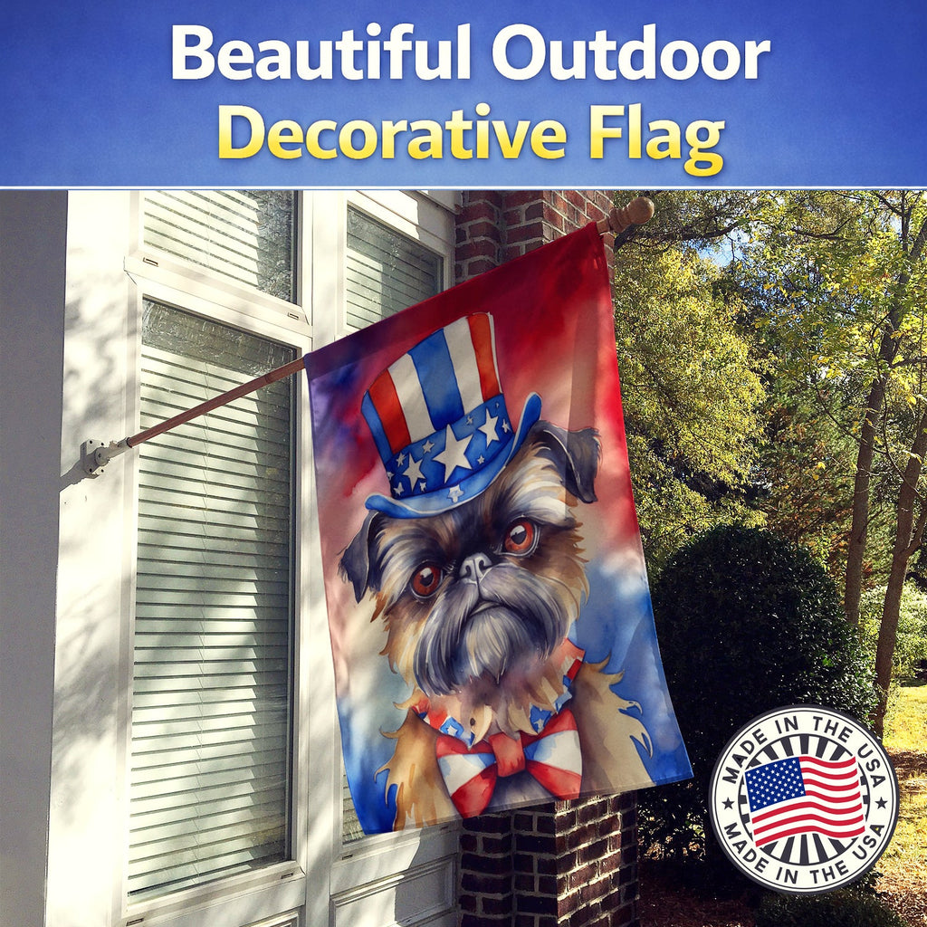 Brussels Griffon Patriotic American House Flag 28x40 Porch Sleeve Pole Decorative Outside Yard Banner Artwork Wall Hanging, Polyester