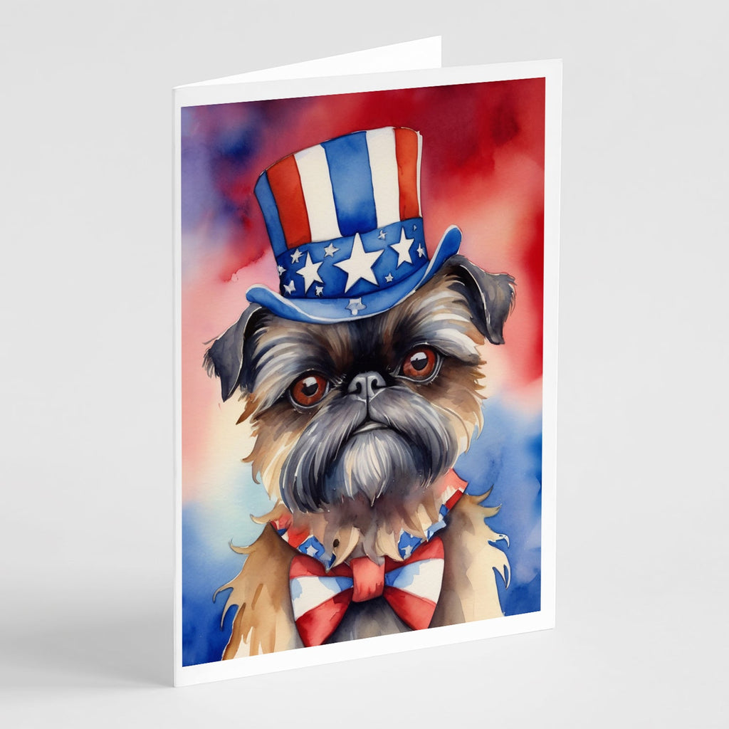 Brussels Griffon Patriotic American Greeting Cards Pack of 8 Blank Cards with Envelopes Whimsical A7 Size 5x7