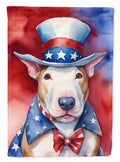 Bull Terrier Patriotic American House Flag 28x40 Porch Sleeve Pole Decorative Outside Yard Banner Artwork Wall Hanging, Polyester