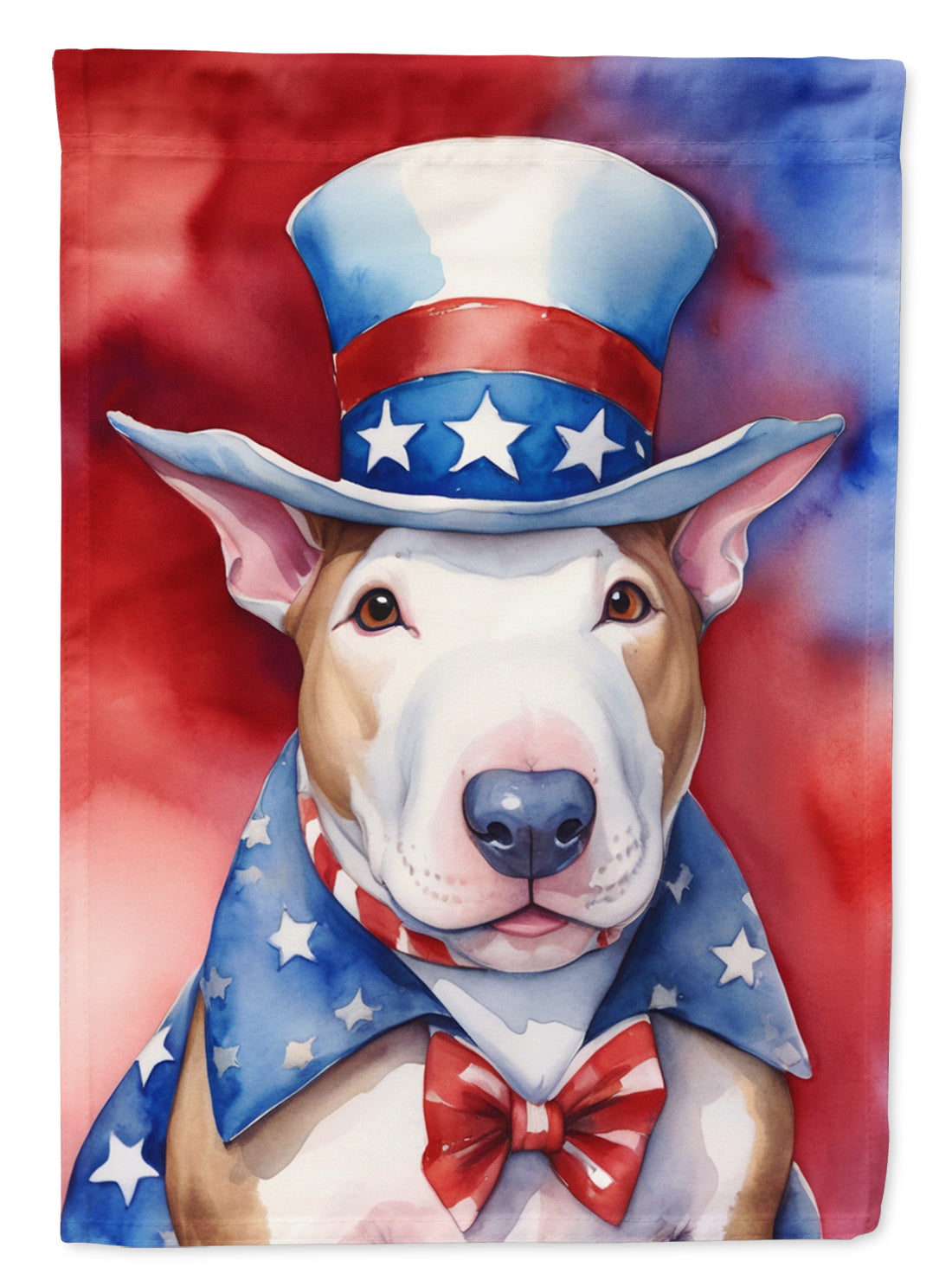 Bull Terrier Patriotic American House Flag 28x40 Porch Sleeve Pole Decorative Outside Yard Banner Artwork Wall Hanging, Polyester