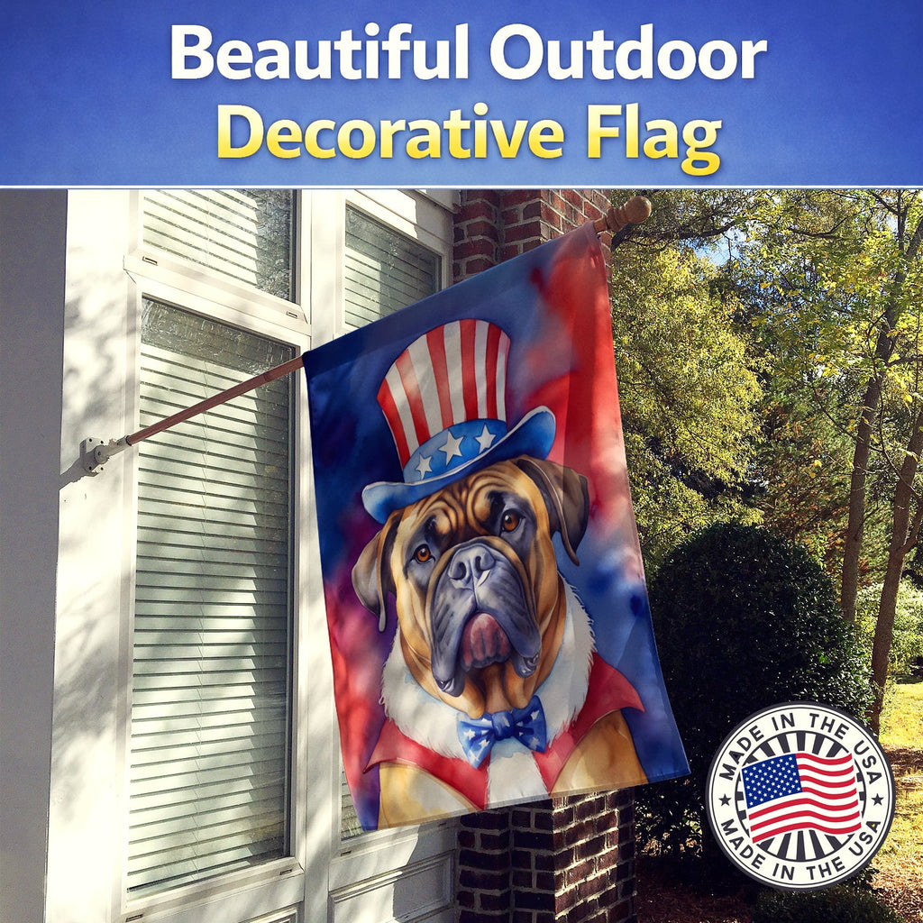 Bullmastiff Patriotic American House Flag 28x40 Porch Sleeve Pole Decorative Outside Yard Banner Artwork Wall Hanging, Polyester