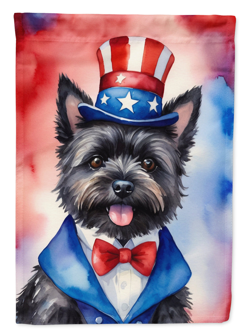 Cairn Terrier Patriotic American House Flag 28x40 Porch Sleeve Pole Decorative Outside Yard Banner Artwork Wall Hanging, Polyester