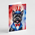 Cairn Terrier Patriotic American Greeting Cards Pack of 8 Blank Cards with Envelopes Whimsical A7 Size 5x7