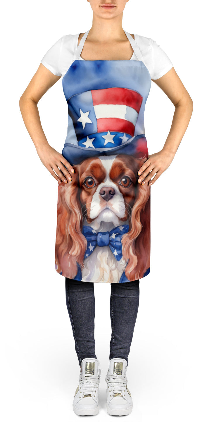 Cavalier Spaniel Patriotic American Apron Cooking Kitchen Server Baking Crafts Gardening for Adult Women Men, Unisex, Large, Multicolor