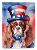 Cavalier Spaniel Patriotic American House Flag 28x40 Porch Sleeve Pole Decorative Outside Yard Banner Artwork Wall Hanging, Polyester