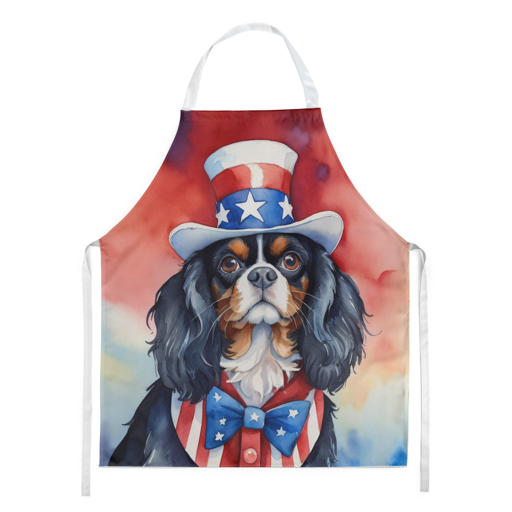 Cavalier Spaniel Patriotic American Apron Cooking Kitchen Server Baking Crafts Gardening for Adult Women Men, Unisex, Large, Multicolor