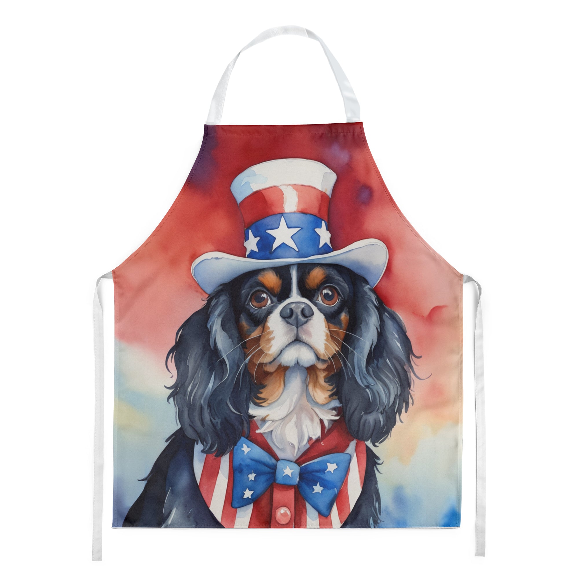 Cavalier Spaniel Patriotic American Apron Cooking Kitchen Server Baking Crafts Gardening for Adult Women Men, Unisex, Large, Multicolor