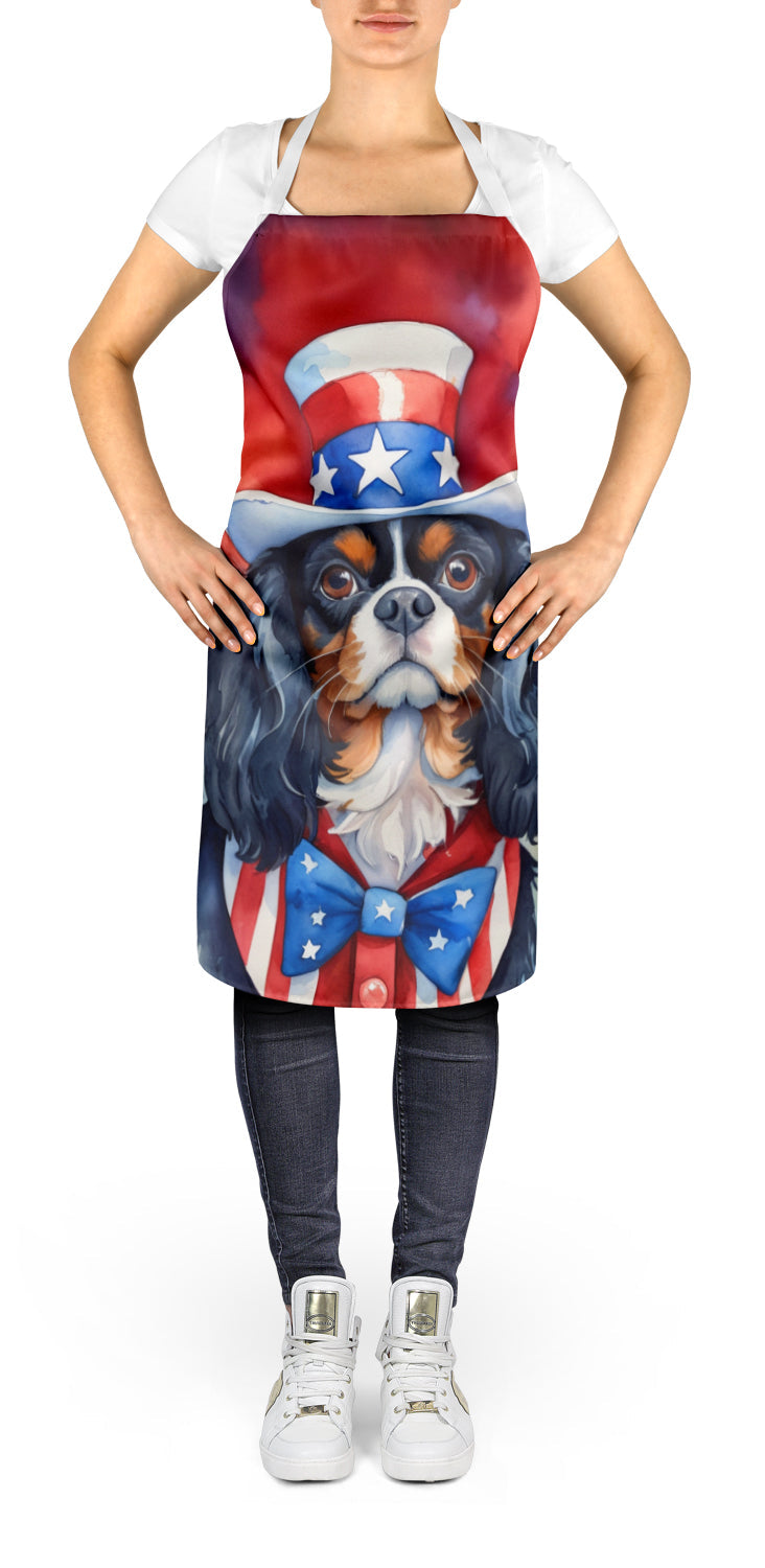 Cavalier Spaniel Patriotic American Apron Cooking Kitchen Server Baking Crafts Gardening for Adult Women Men, Unisex, Large, Multicolor