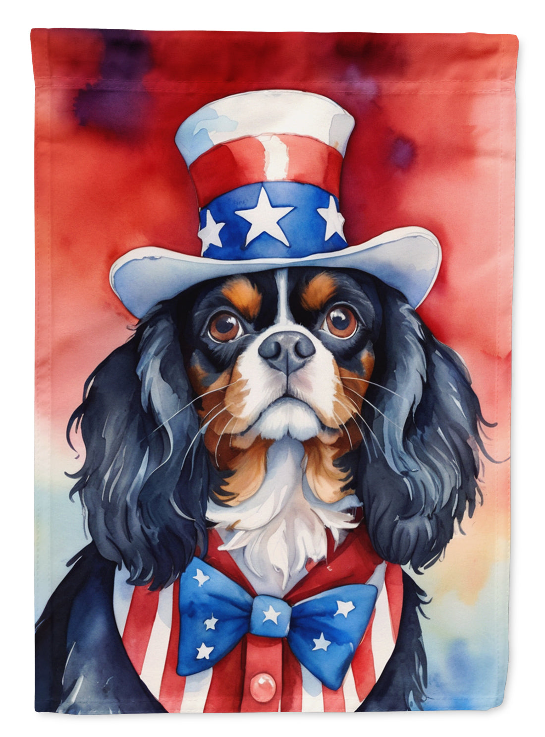 Cavalier Spaniel Patriotic American House Flag 28x40 Porch Sleeve Pole Decorative Outside Yard Banner Artwork Wall Hanging, Polyester
