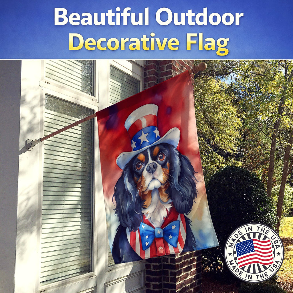 Cavalier Spaniel Patriotic American House Flag 28x40 Porch Sleeve Pole Decorative Outside Yard Banner Artwork Wall Hanging, Polyester