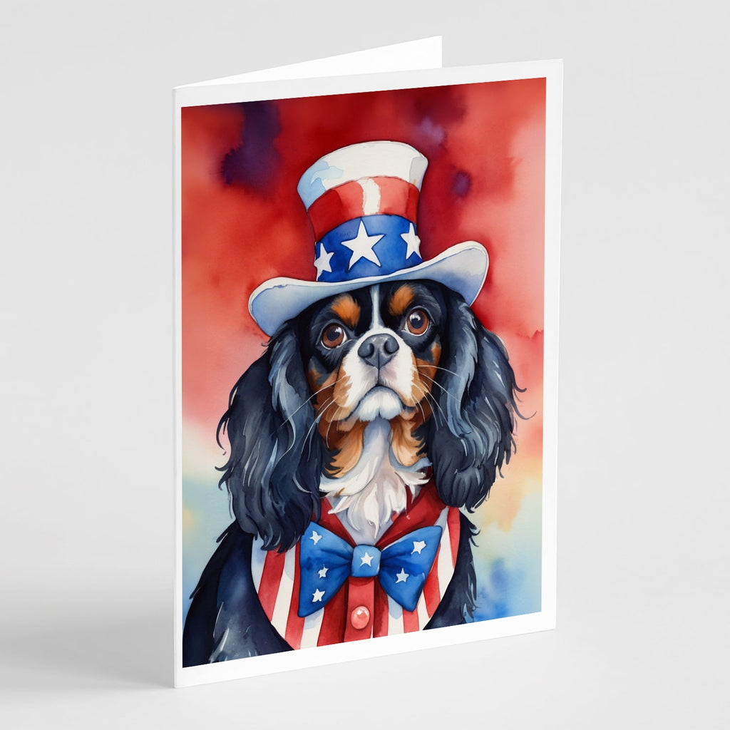 Cavalier Spaniel Patriotic American Greeting Cards Pack of 8 Blank Cards with Envelopes Whimsical A7 Size 5x7