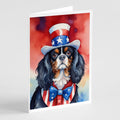 Cavalier Spaniel Patriotic American Greeting Cards Pack of 8 Blank Cards with Envelopes Whimsical A7 Size 5x7