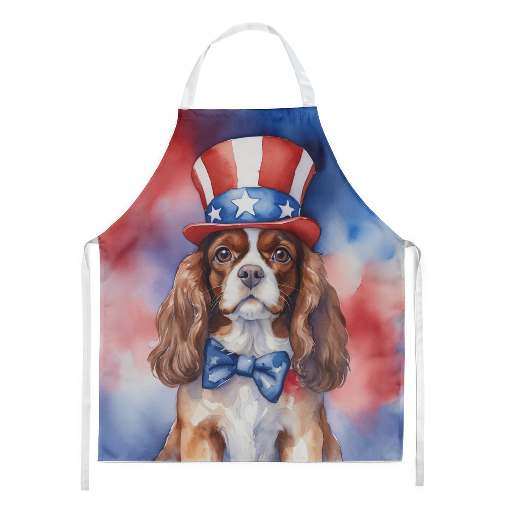 Cavalier Spaniel Patriotic American Apron Cooking Kitchen Server Baking Crafts Gardening for Adult Women Men, Unisex, Large, Multicolor