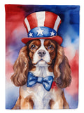 Cavalier Spaniel Patriotic American House Flag 28x40 Porch Sleeve Pole Decorative Outside Yard Banner Artwork Wall Hanging, Polyester