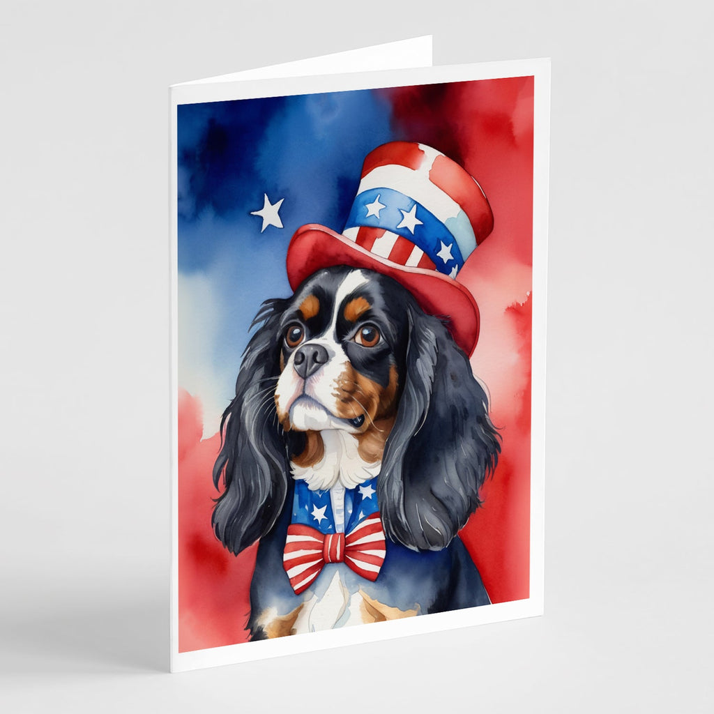 Cavalier Spaniel Patriotic American Greeting Cards Pack of 8 Blank Cards with Envelopes Whimsical A7 Size 5x7