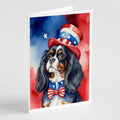 Cavalier Spaniel Patriotic American Greeting Cards Pack of 8 Blank Cards with Envelopes Whimsical A7 Size 5x7