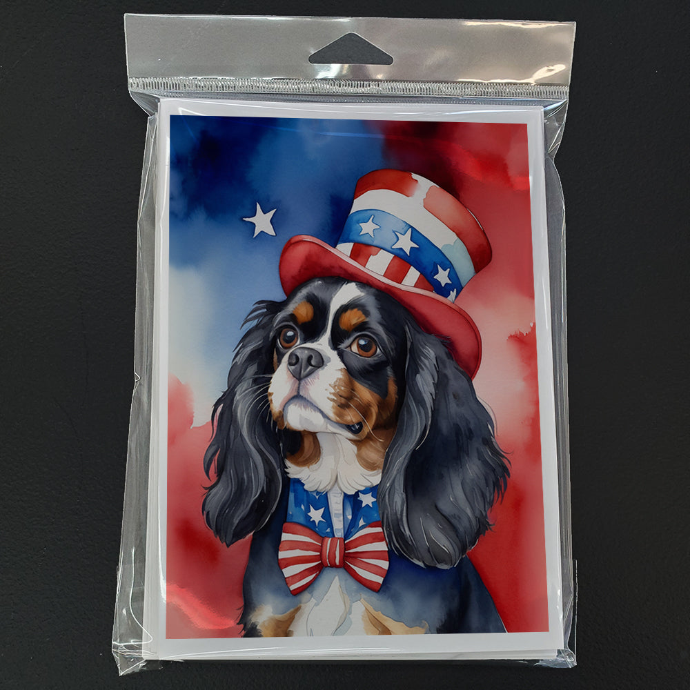 Cavalier Spaniel Patriotic American Greeting Cards Pack of 8 Blank Cards with Envelopes Whimsical A7 Size 5x7