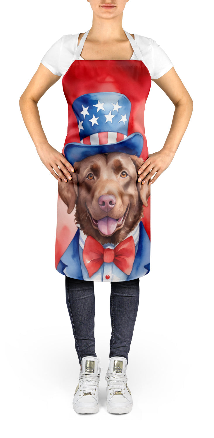 Chesapeake Bay Retriever Patriotic American Apron Cooking Kitchen Server Baking Crafts Gardening for Adult Women Men, Unisex, Large, Multicolor