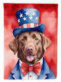 Chesapeake Bay Retriever Patriotic American House Flag 28x40 Porch Sleeve Pole Decorative Outside Yard Banner Artwork Wall Hanging, Polyester