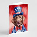 Chesapeake Bay Retriever Patriotic American Greeting Cards Pack of 8 Blank Cards with Envelopes Whimsical A7 Size 5x7