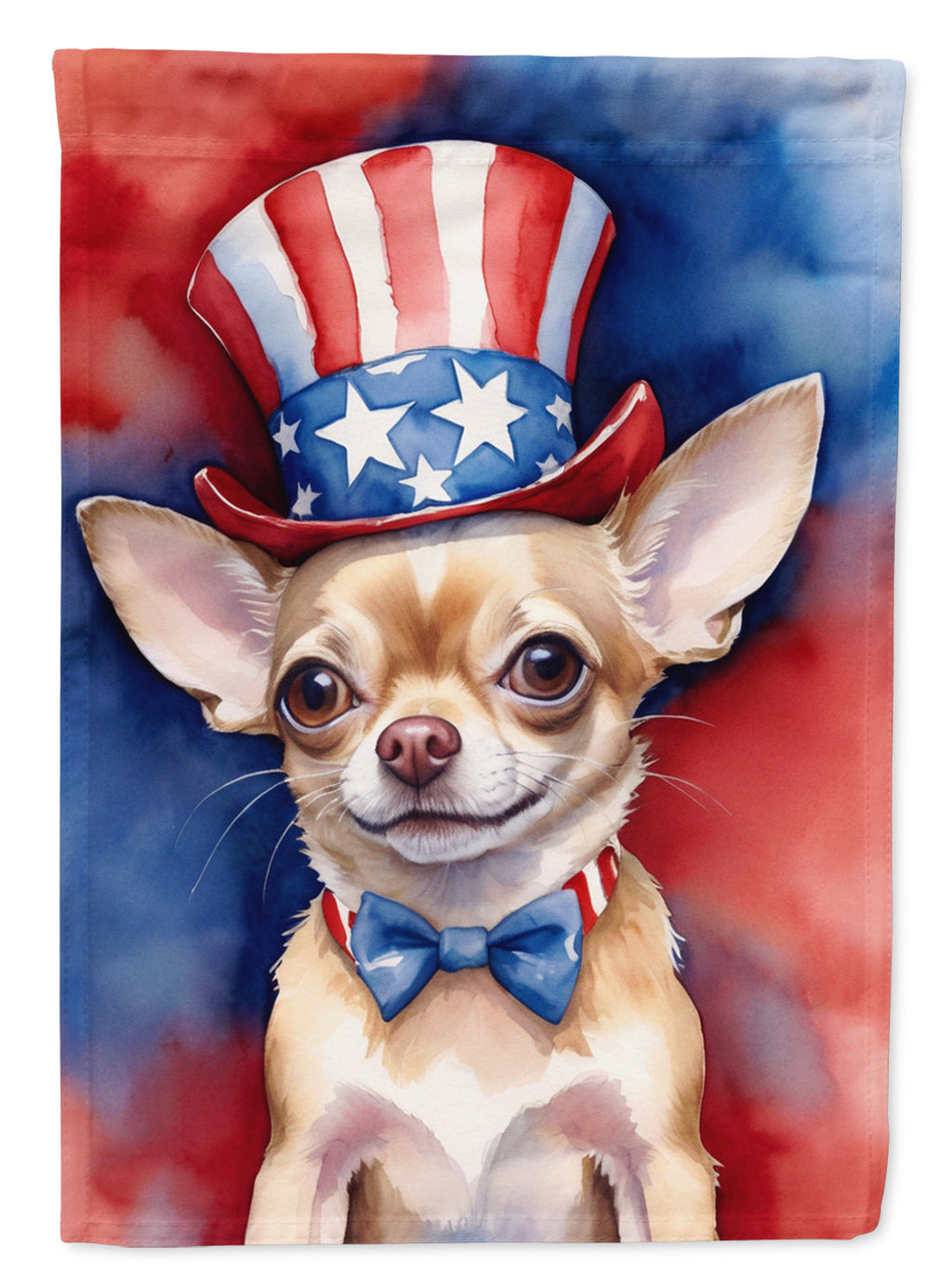 Chihuahua Patriotic American House Flag 28x40 Porch Sleeve Pole Decorative Outside Yard Banner Artwork Wall Hanging, Polyester