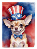 Chihuahua Patriotic American House Flag 28x40 Porch Sleeve Pole Decorative Outside Yard Banner Artwork Wall Hanging, Polyester