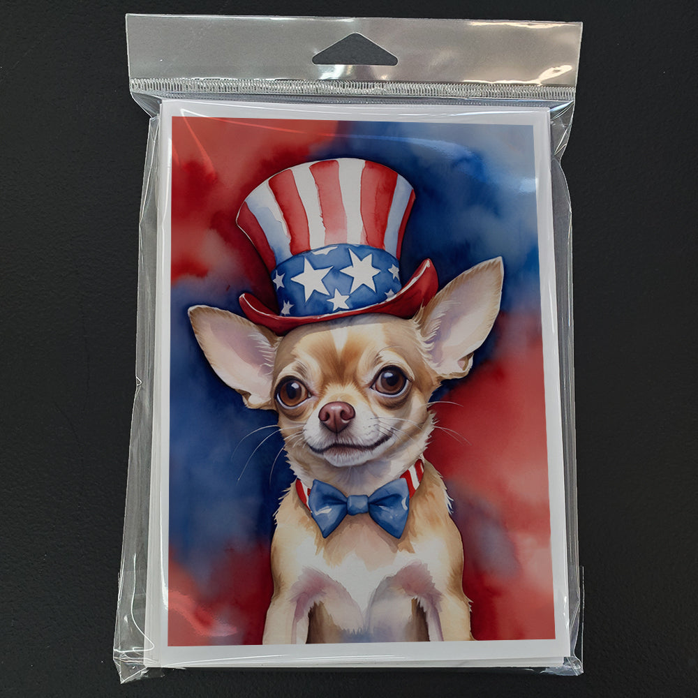 Chihuahua Patriotic American Greeting Cards Pack of 8 Blank Cards with Envelopes Whimsical A7 Size 5x7