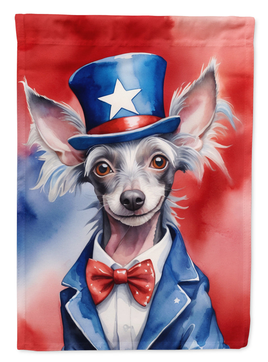 Chinese Crested Patriotic American House Flag 28x40 Porch Sleeve Pole Decorative Outside Yard Banner Artwork Wall Hanging, Polyester