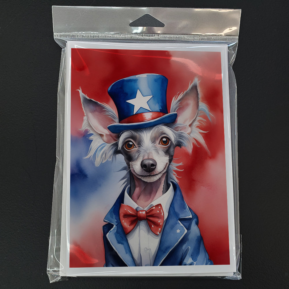 Chinese Crested Patriotic American Greeting Cards Pack of 8 Blank Cards with Envelopes Whimsical A7 Size 5x7