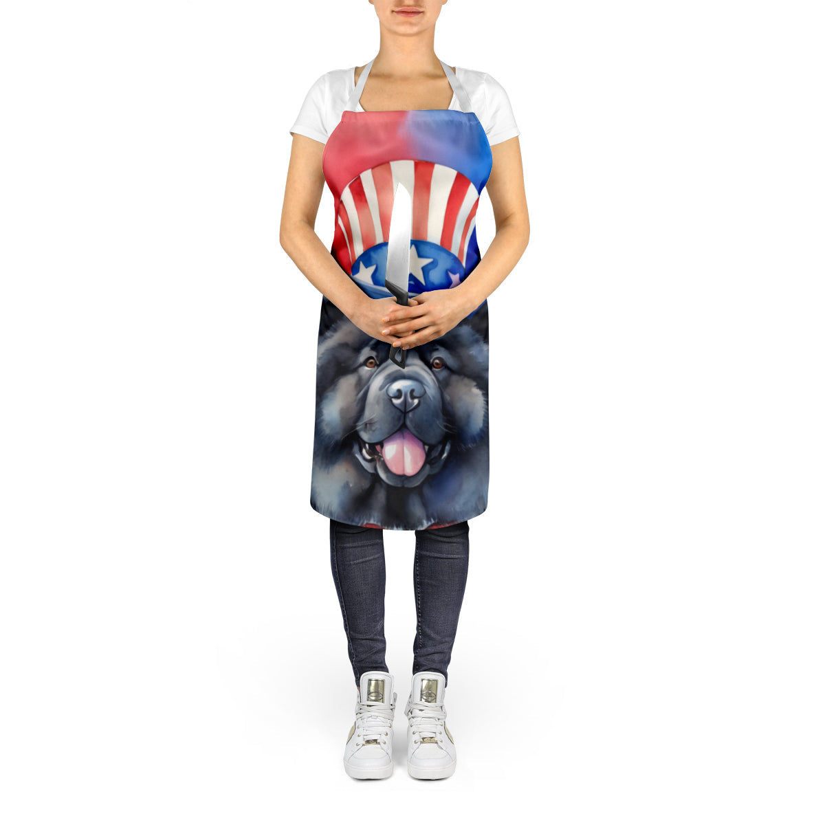 Chow Chow Patriotic American Apron Cooking Kitchen Server Baking Crafts Gardening for Adult Women Men, Unisex, Large, Multicolor