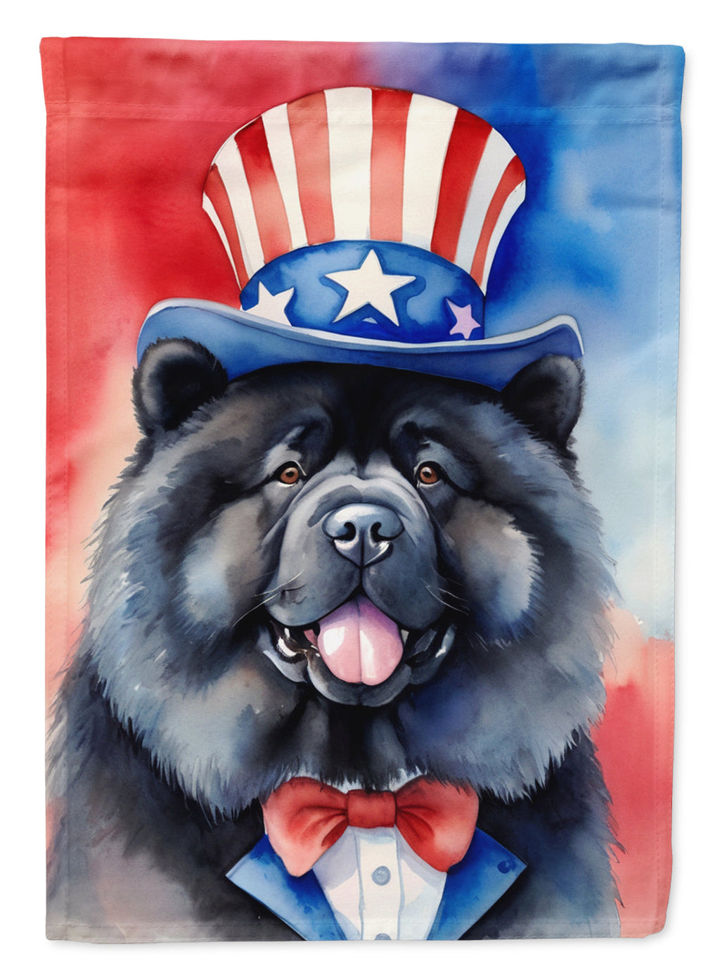 Chow Chow Patriotic American House Flag 28x40 Porch Sleeve Pole Decorative Outside Yard Banner Artwork Wall Hanging, Polyester