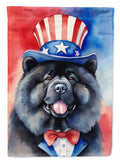 Chow Chow Patriotic American House Flag 28x40 Porch Sleeve Pole Decorative Outside Yard Banner Artwork Wall Hanging, Polyester