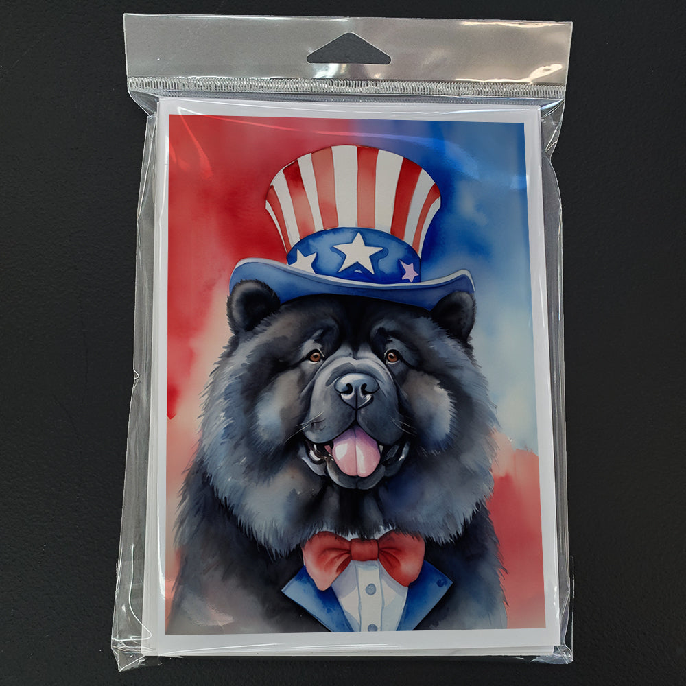 Chow Chow Patriotic American Greeting Cards Pack of 8 Blank Cards with Envelopes Whimsical A7 Size 5x7