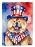 Chow Chow Patriotic American House Flag 28x40 Porch Sleeve Pole Decorative Outside Yard Banner Artwork Wall Hanging, Polyester
