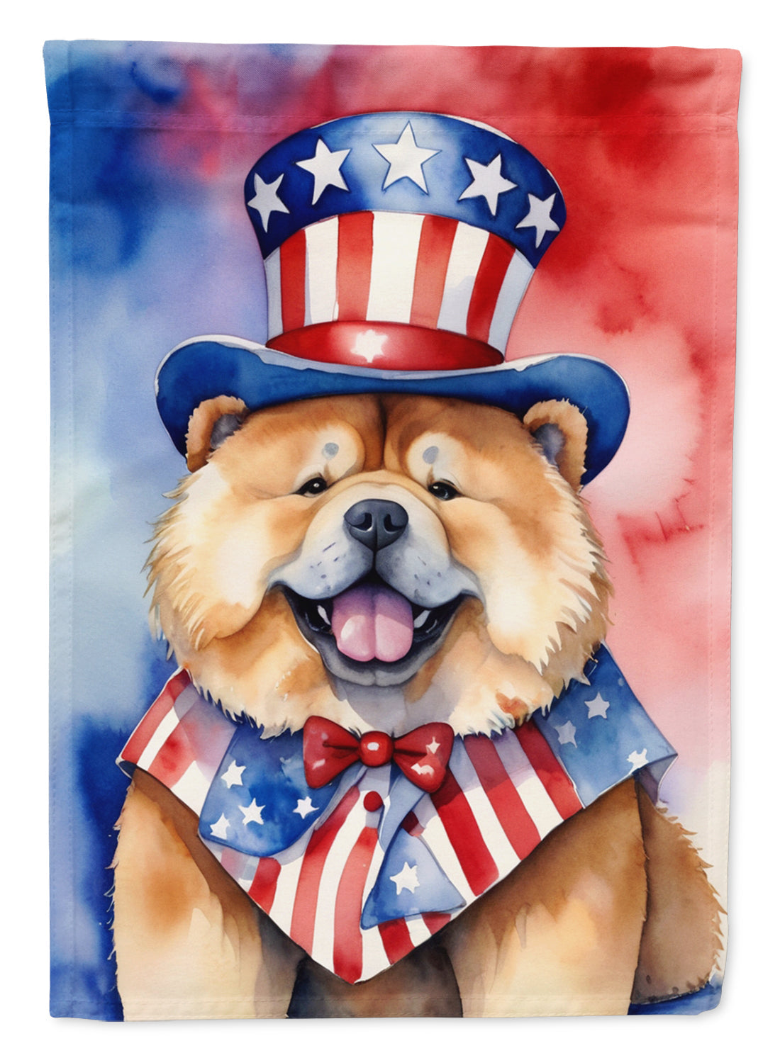 Chow Chow Patriotic American House Flag 28x40 Porch Sleeve Pole Decorative Outside Yard Banner Artwork Wall Hanging, Polyester